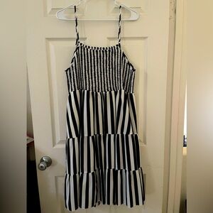 SHEIN Curve Striped Print Ruffle Hem Cami Dress